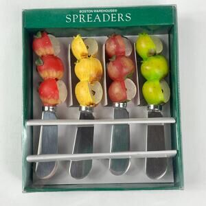 Boston Warehouse Apple Handle Spreader Knife Set 4pc Stainless Steel 1999 NIB